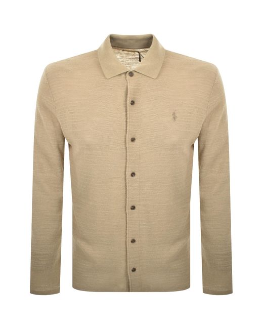 Ralph Lauren Natural Long Sleeved Knit Polo for men