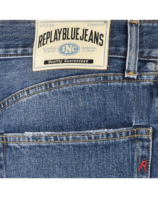 Replay Blue M9Z1 Straight Jeans Medium Wash for men