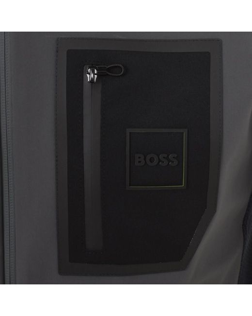 Boss Gray Boss Markis Full Zip Knit Hoodie for men
