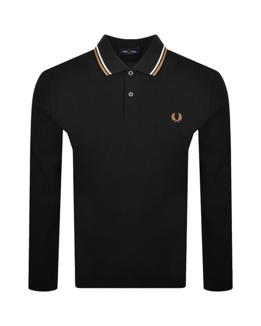 Fred Perry Black Long Sleeved Polo T Shirt for men
