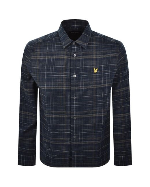 Lyle & Scott Blue Flannel Long Sleeve Shirt for men