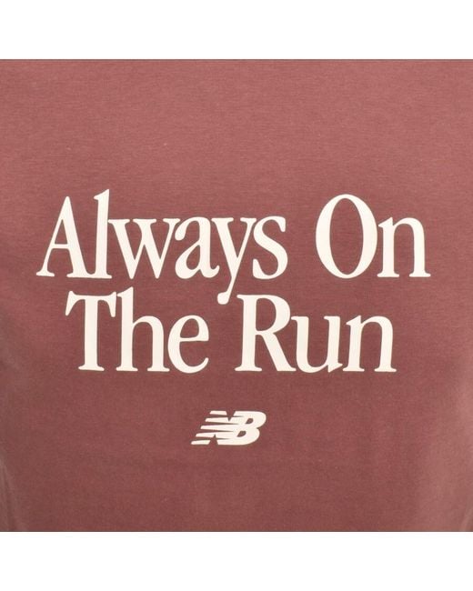 New Balance Pink Run Slogan T Shirt for men