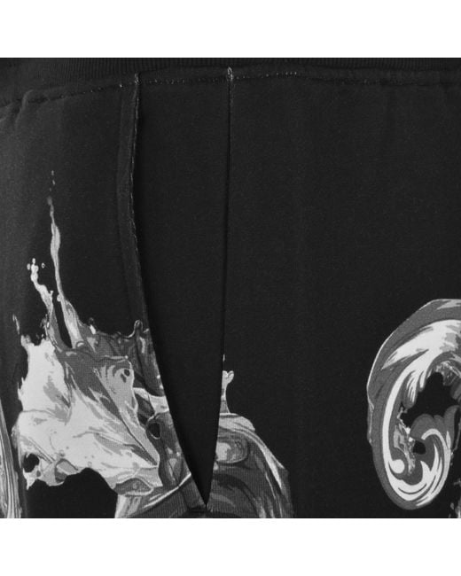 Versace Jeans Black Couture Wave Baroque Shorts for men