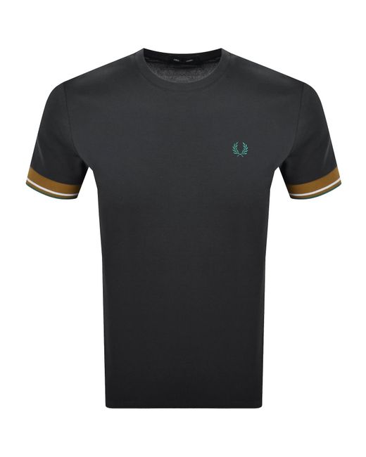 Fred Perry Black Twin Tipped Cuff T Shirt for men