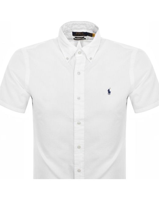 Ralph Lauren White Textured Short Sleeve Shirt for men