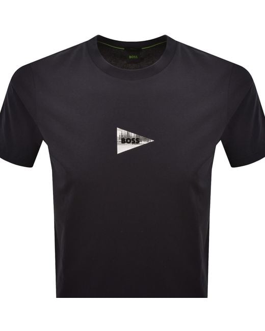 Boss Blue Boss Network Photo T Shirt Dark for men