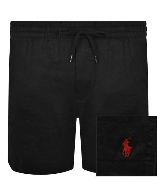 Ralph Lauren Black Linen Prepster Shorts for men