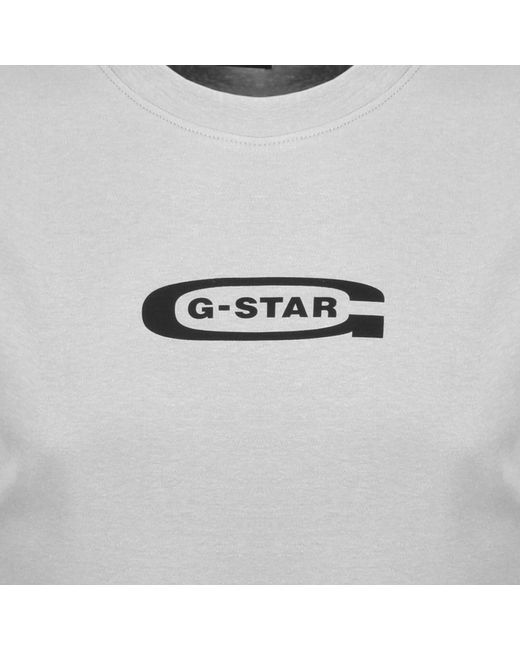 G-Star Gray G-Star Old Skool Logo T Shirt for men