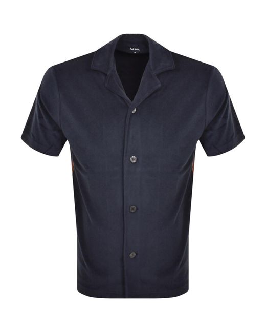Paul Smith Blue Short Sleeve Towel Stripe Shirt for men
