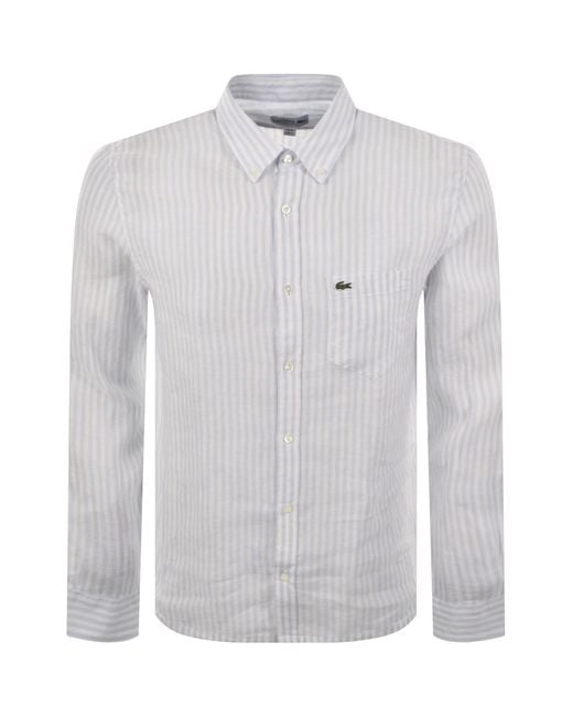 Lacoste Gray Linen Striped Shirt for men