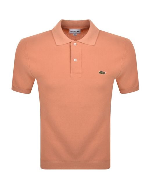 Lacoste Orange Knit Polo Shirt Coral for men