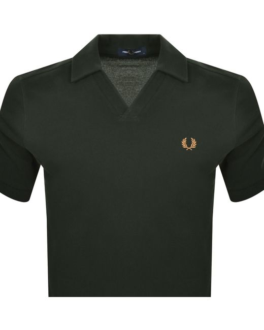 Fred Perry Green Open Collar Polo T Shirt for men