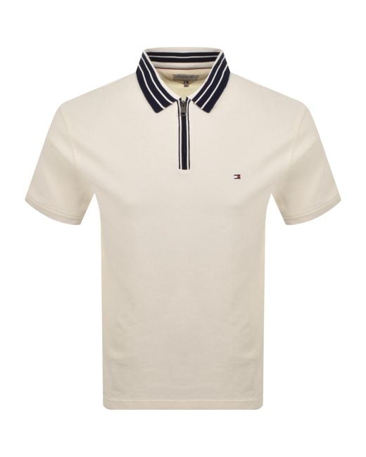 Tommy Hilfiger Natural Zip Placket Polo Ivory for men