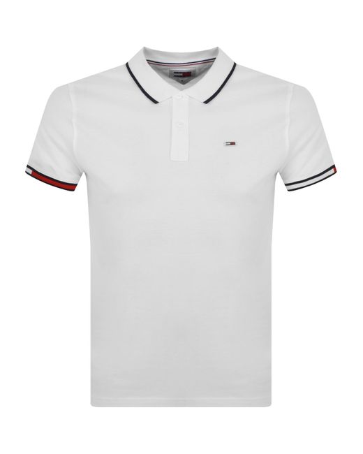 Tommy Hilfiger White Red Flag Polo Shirt for men