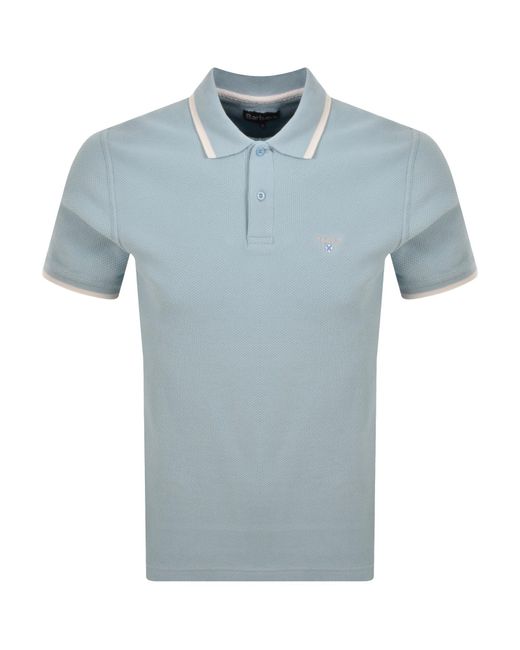 Barbour Blue Ferriby Textured Polo T Shirt for men