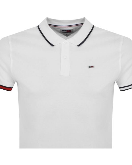 Tommy Hilfiger White Red Flag Polo Shirt for men