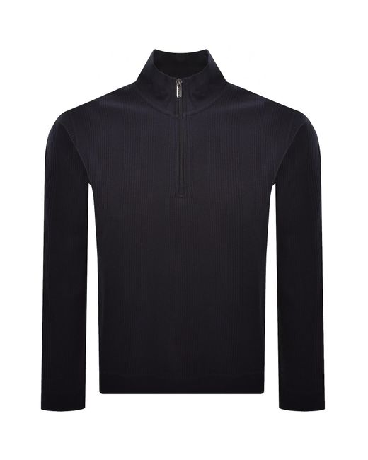 BOSS BUSINESS Blue Boss Structure Quarter Zip Sweatshirt for men