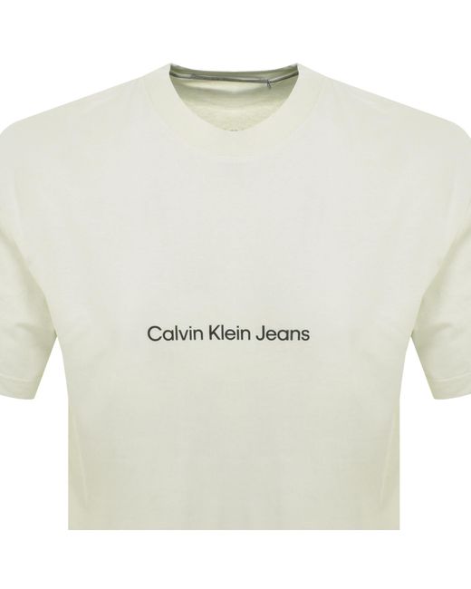 Calvin Klein White Jeans Logo T Shirt for men