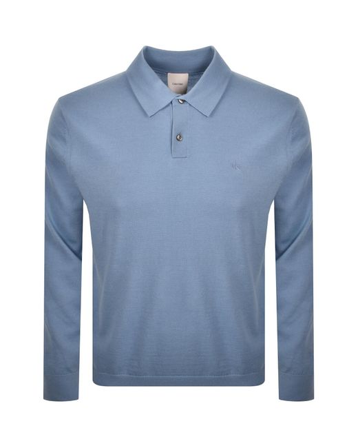 Calvin Klein Blue Knit Polo T Shirt for men
