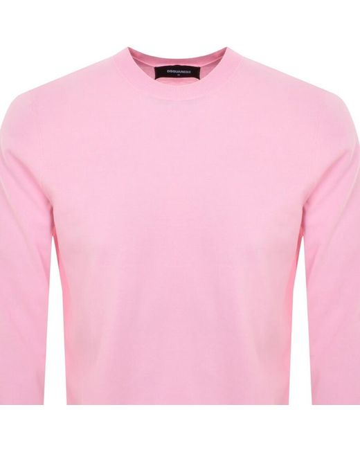 DSquared² Pink Crew Neck Knit Jumper for men