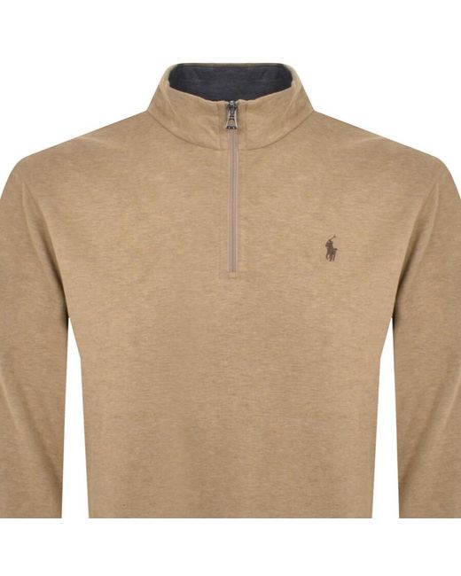 Ralph Lauren Brown Half Zip Sweatshirt for men