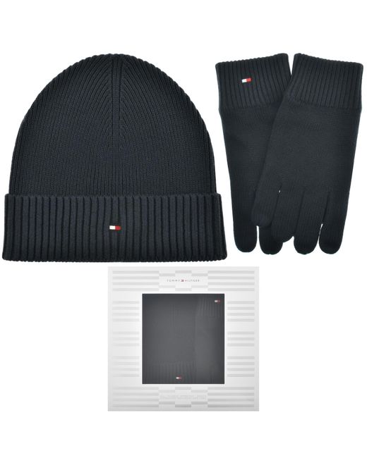Tommy Hilfiger Black Beanie And Gloves Gift Set for men