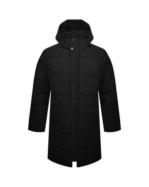 Luke 1977 Black Long Auckland Quilted Jacket for men