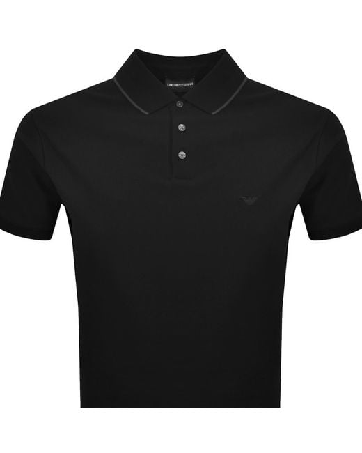 Armani Black Emporio Short Sleeved Polo T Shirt for men