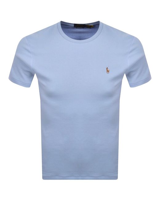 Ralph Lauren Blue Slim Fit T Shirt Pebble for men