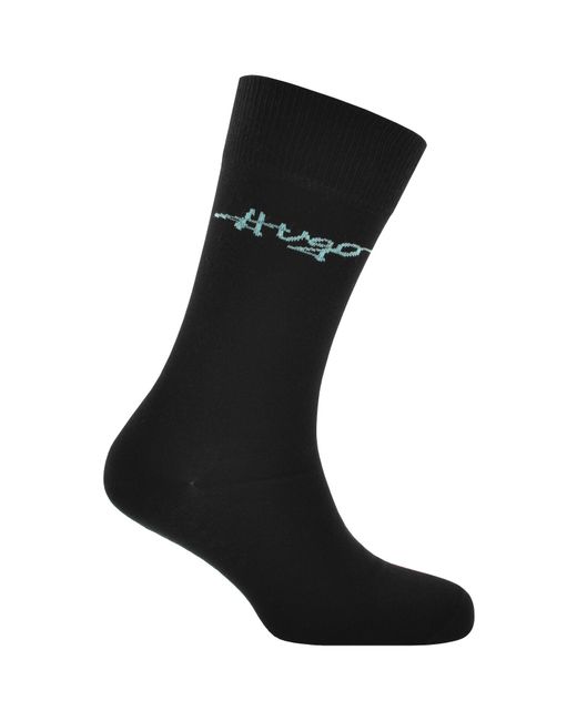 HUGO Black 2 Pack Handwritten Logo Socks for men