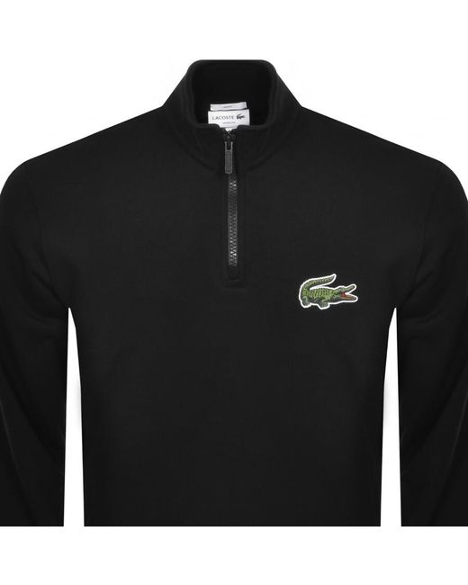 Lacoste Black Half Zip Logo Sweatshirt for men