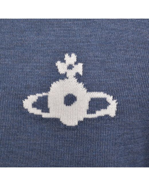 Vivienne Westwood Blue High Neck Knit Jumper for men