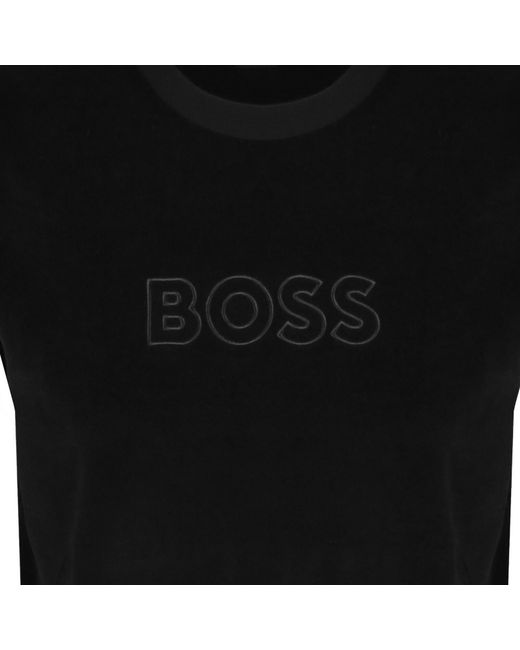 BOSS BUSINESS Black Boss Velour Sweatshirt for men