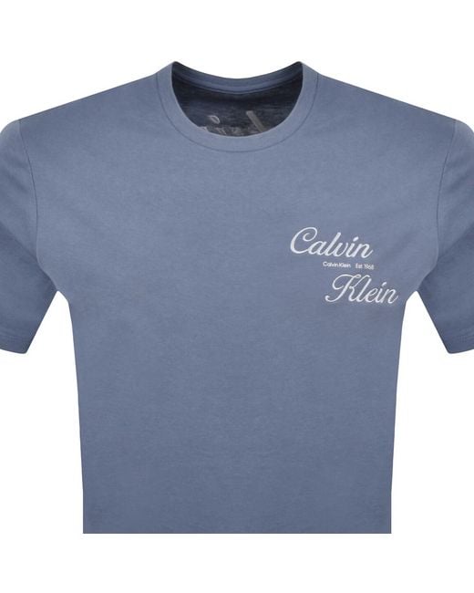 Calvin Klein Blue Jeans Graphic Logo T Shirt for men