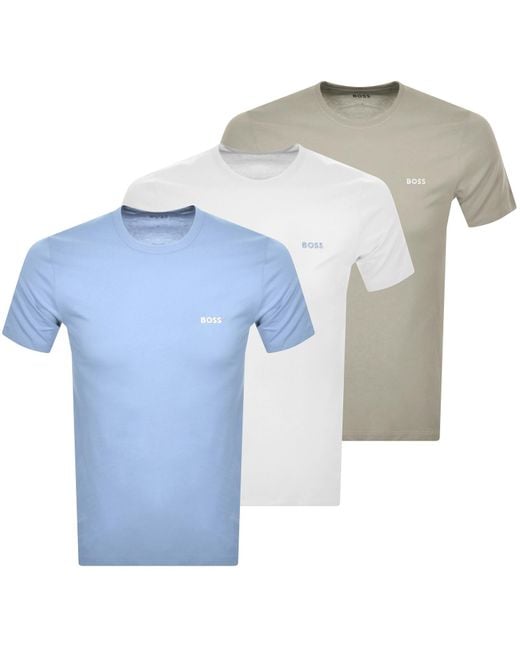 BOSS BUSINESS Blue Boss 3 Pack Crew Neck T Shirts for men