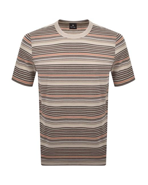 Paul Smith Gray Striped Regular Fit T Shirt for men