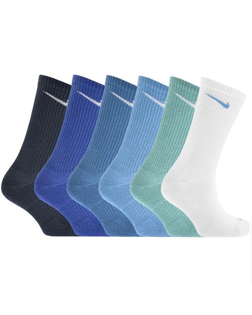 Nike Blue Training 6 Pack Everday Plus Crew Socks for men