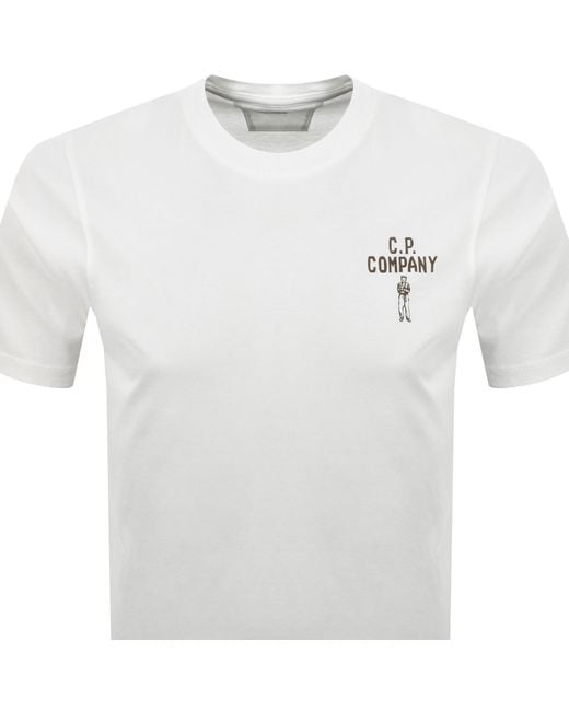 C P Company White Cp Company Logo T Shirt Gauze for men