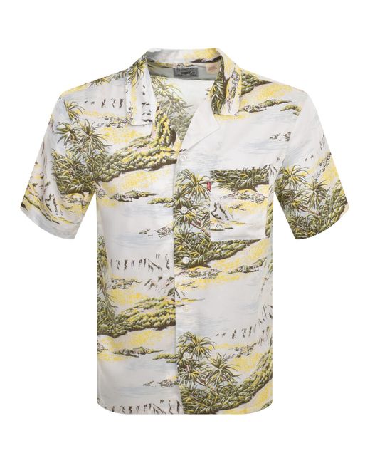 Levi's White Sunset Camp Short Sleeved Shirt for men
