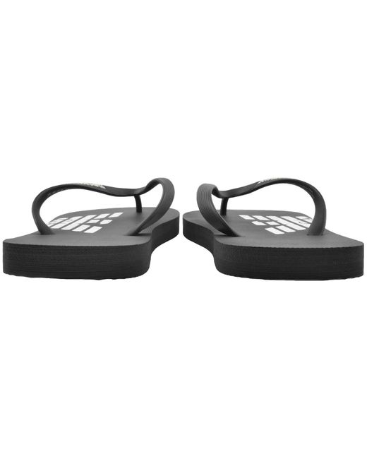 Armani Black Emporio Logo Flip Flops for men