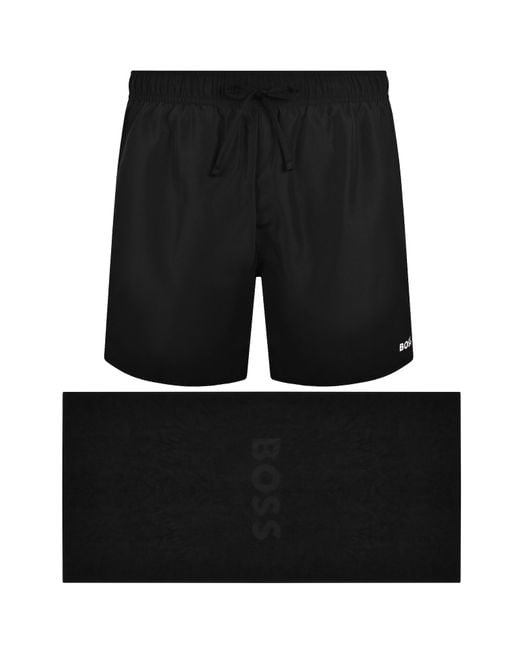 BOSS BUSINESS Black Boss Swim Shorts And Towel Set for men