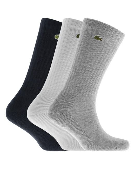 Lacoste Gray Triple Pack Ankle Socks for men
