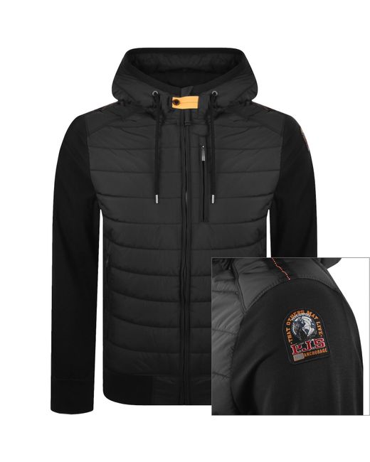 Parajumpers Black Nylon Hooded Jacket for men