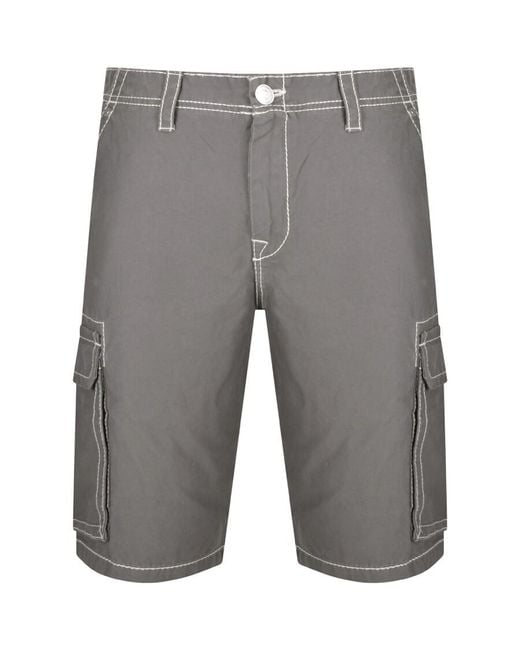 True Religion Gray Big T Cargo Shorts for men