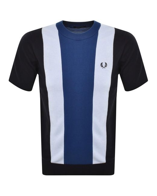 Fred Perry Blue Stripe Fine Knit T Shirt for men