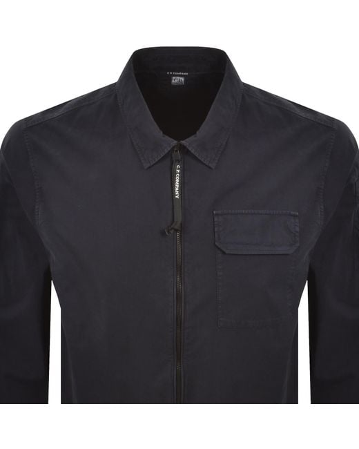 C P Company Blue Cp Company Gabardine Overshirt for men
