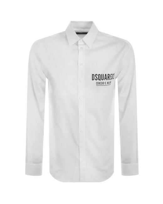 DSquared² White Ceresio 9 Long Sleeve Shirt for men