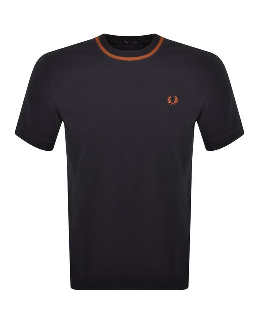 Fred Perry Black Crew Neck Pique T Shirt for men