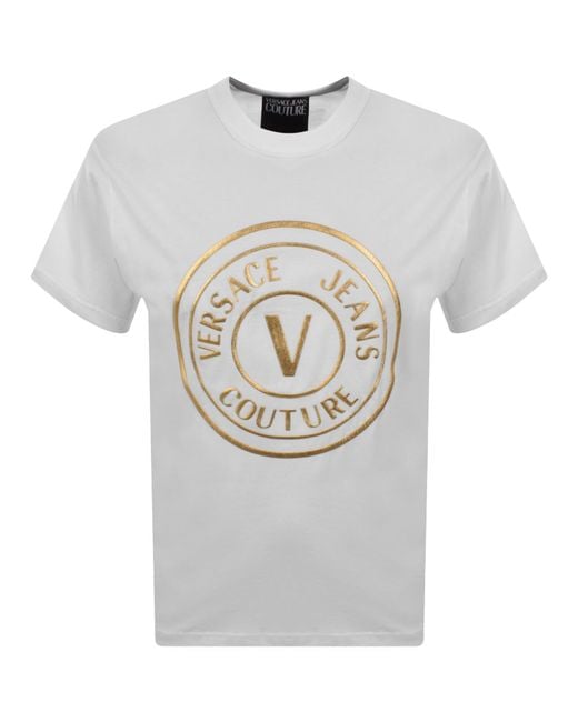 Versace Jeans Gray Couture V Emblem Foil T Shirt for men