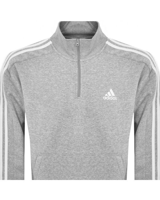 Adidas Originals Gray Adidas Essentials Quarter Zip Sweatshirt for men